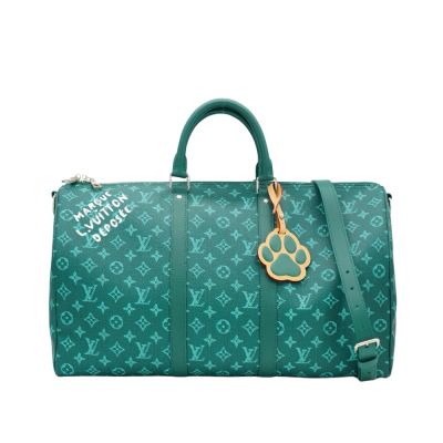 LOUIS VUITTON路易威登 Louis Vuitton LV路易威登 Keepall Bandouliere 50 手提肩背二用旅行袋(M12687-綠)
