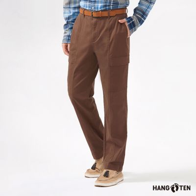 Hang Ten-男裝-斜紋磨毛口袋錐形長褲-棕色