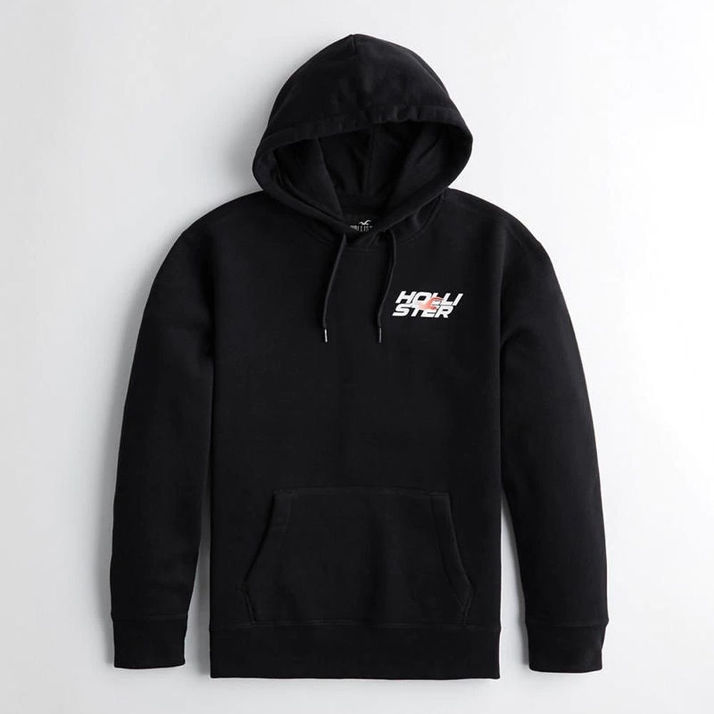 Hollister HCO 男 長袖連帽T 黑色 1489