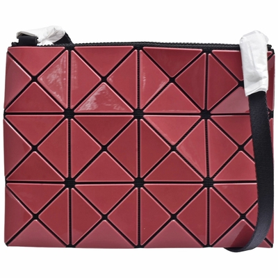 ISSEY MIYAKE 三宅一生BAOBAO炫彩透光雙色幾何方格斜背扁包(珊瑚粉/淺粉色)