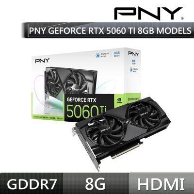 推★PNY 必恩威 PNY GeForce RTX5060 Ti 8GB 雙風扇顯示卡 VCG5060T8DFXPB1
