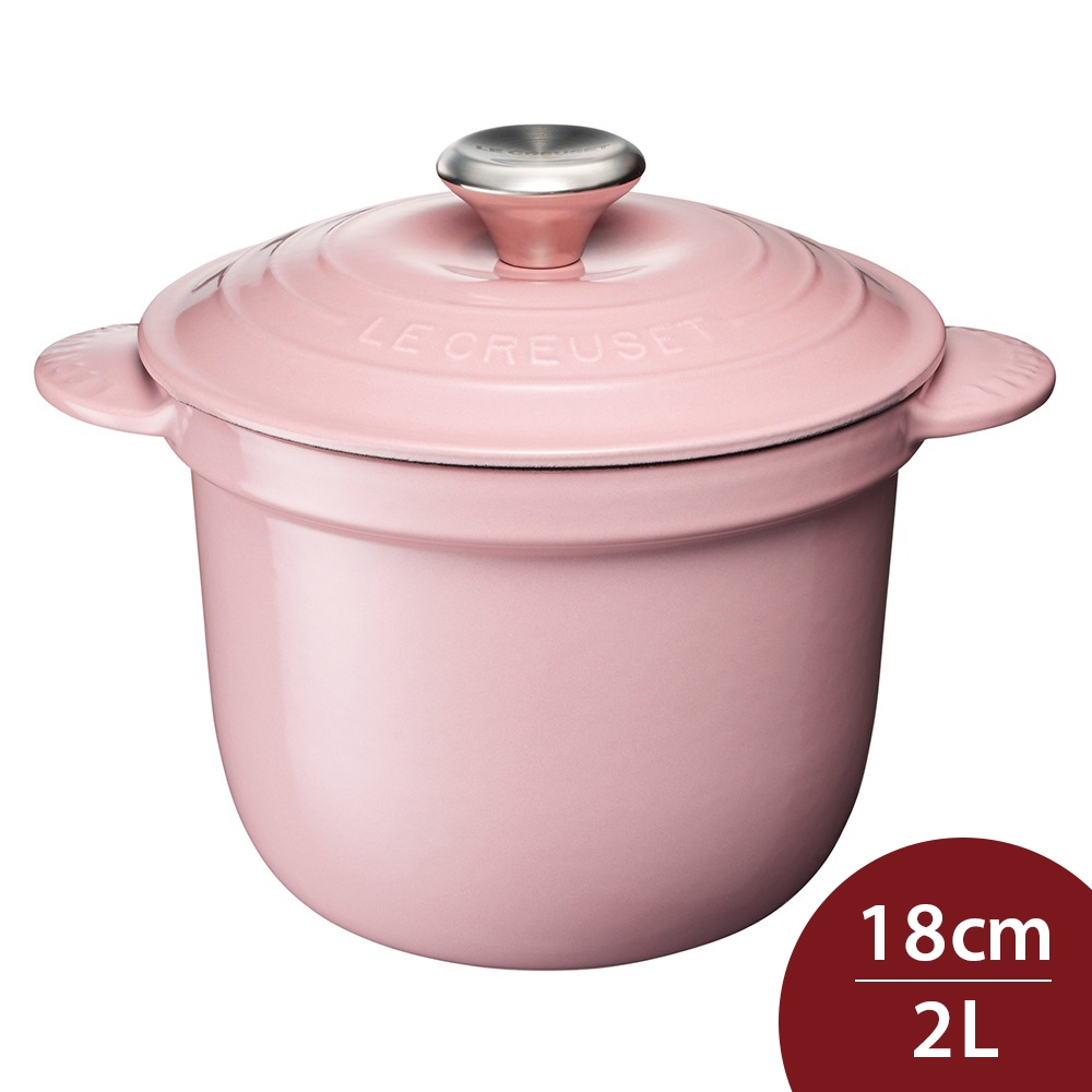 Le Creuset 萬用窈窕鑄鐵鍋18cm 2L 雪紡粉湯鍋燉鍋(電磁爐IH爐可用