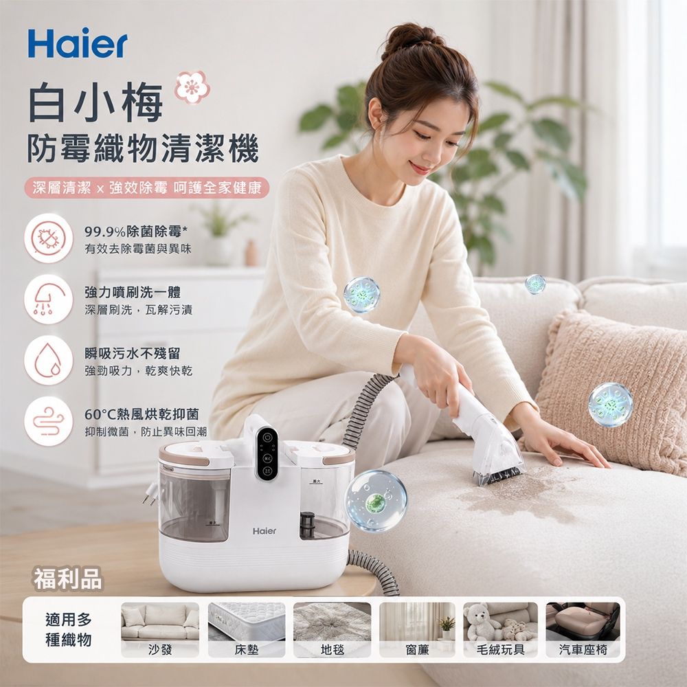 【Haier 海爾】A級福利品 白小梅防黴織物清潔機 R6