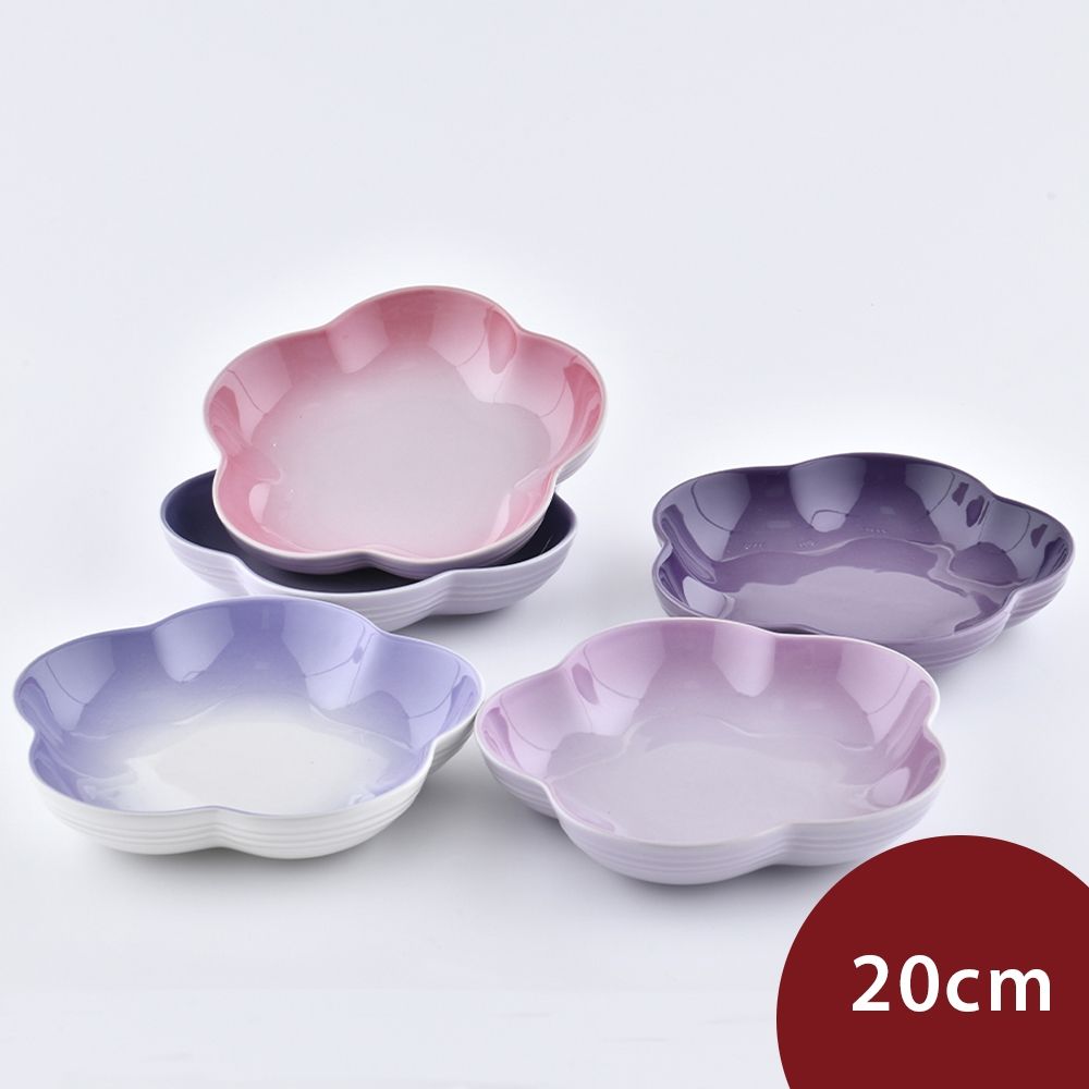 Le Creuset 復古調色盤系列花形深盤組20cm 5入星河紫/藍鈴紫/卡特蘭/淡