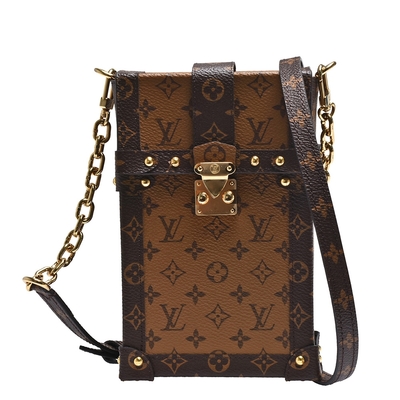 LV Louis Vuitton路易威登 M67873 VERTICAL TRUNK POCHETTE經典Reverse帆布硬殼斜背包