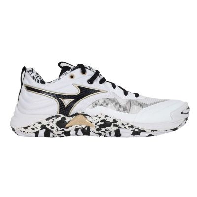 MIZUNO WAVE MOMENTUM ELITE 男女排球鞋-運動 V1GA251241 白黑金