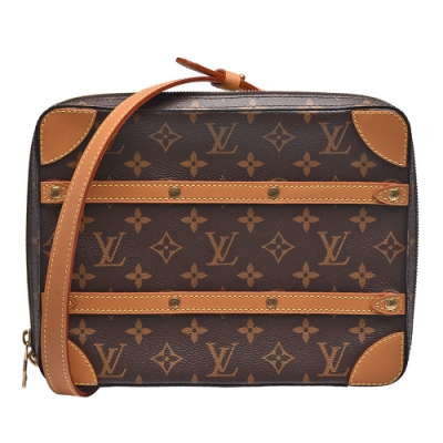LV Louis Vuitton路易威登 M68494經典SOFT TRUNK PM系列Monogram帆布斜背包