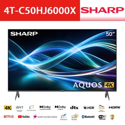 SHARP夏普 4T-C50HJ6000X 是一款50吋4K超清電視，具備高解析度畫質與多種接孔設計，包含4組HDMI與2組USB插槽，方便連線多種裝置。內建英文功能選單，支援倍頻循序掃描技術，提供更流暢的視覺體驗。產品為其他國家製，提供1年保固，並含桌上型基本安裝服務，適閤家庭娛樂與多媒體使用。
