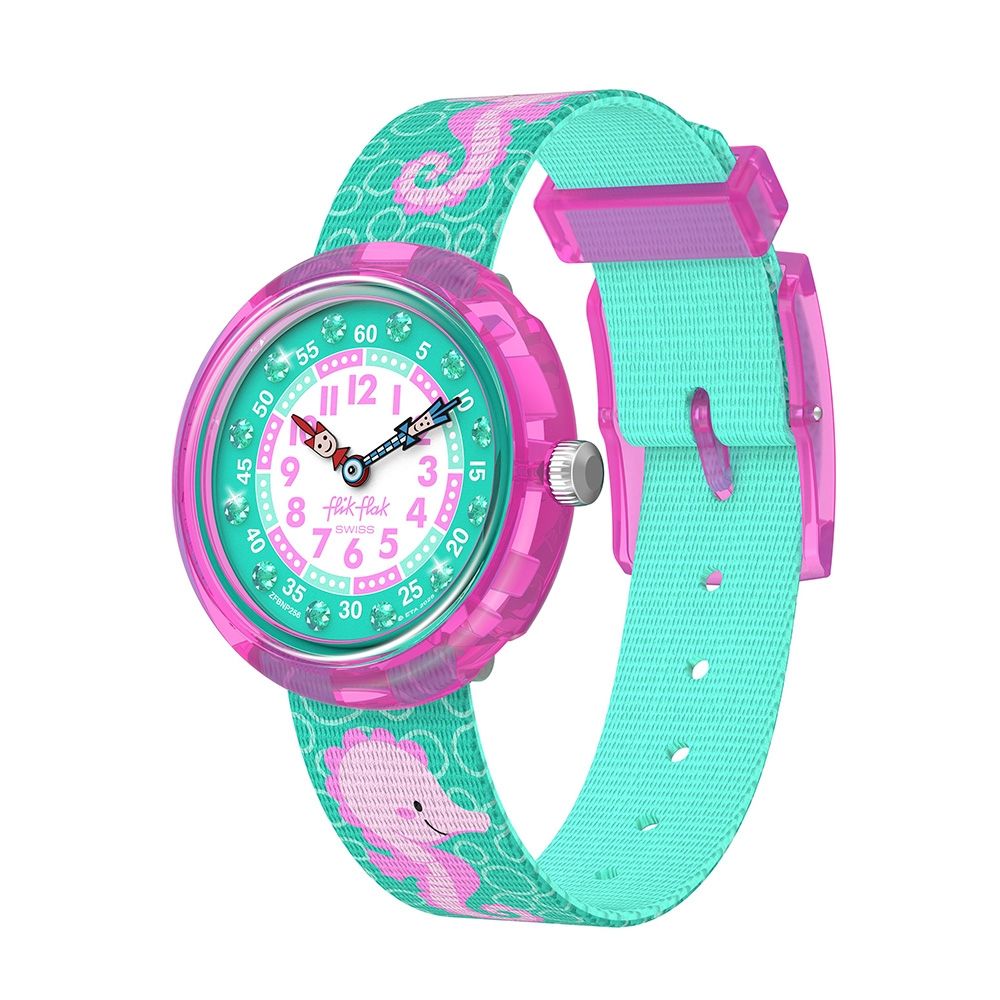 FlikFlak 兒童手錶 BUBBLY SEAHORSE 兒童禮物/安全防水/瑞士製造 FBNP256 (31.85mm)