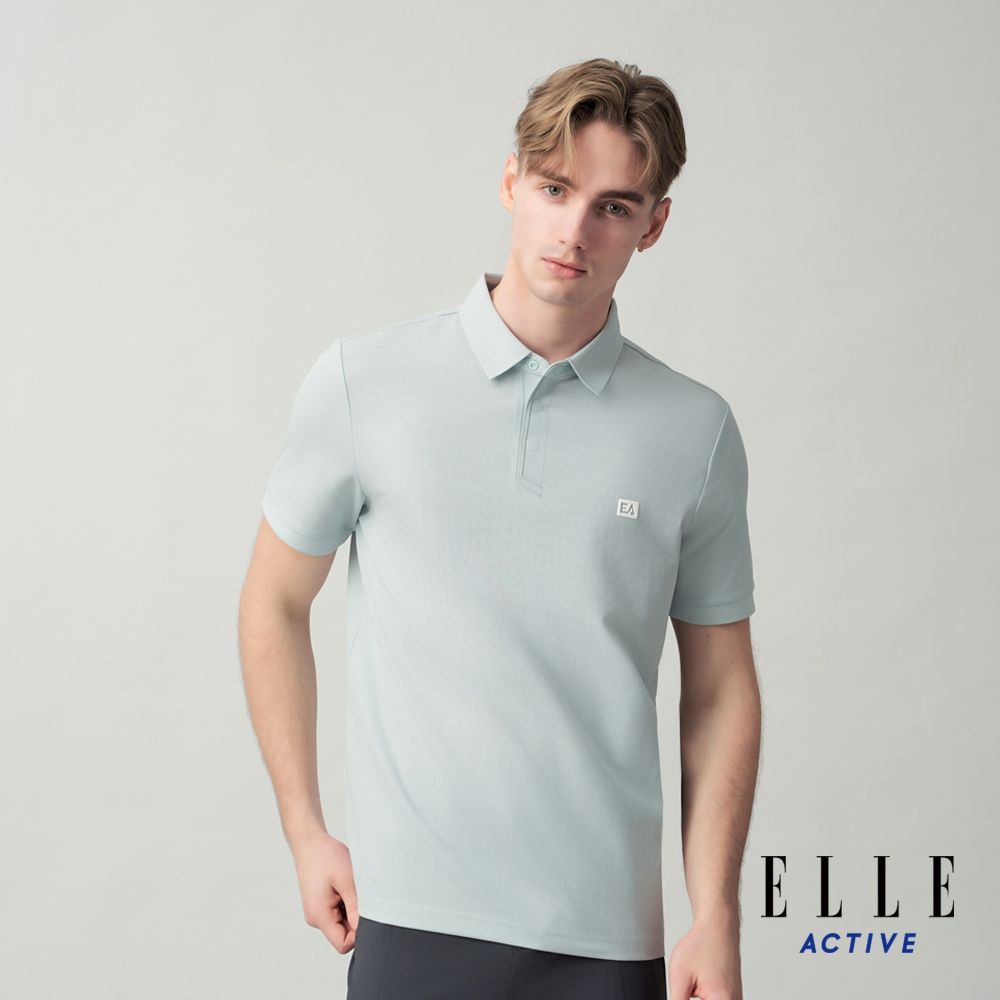 ELLE ACTIVE 男款 胸前EA小標素面短袖POLO衫-水藍色(EA26S1M1102#31)