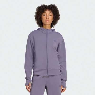 adidas 愛迪達 外套 女 運動連帽外套 D4T FZ HOODIE 紫 JX7310