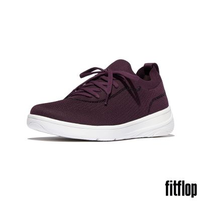 【FitFlop】SUPER-Q 水鑽邊針織繫帶休閒鞋-女(李子色)