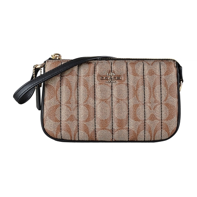 COACH Nolita 19 金屬馬車LOGO PVC拉鍊手提肩背包(小/卡其x黑)