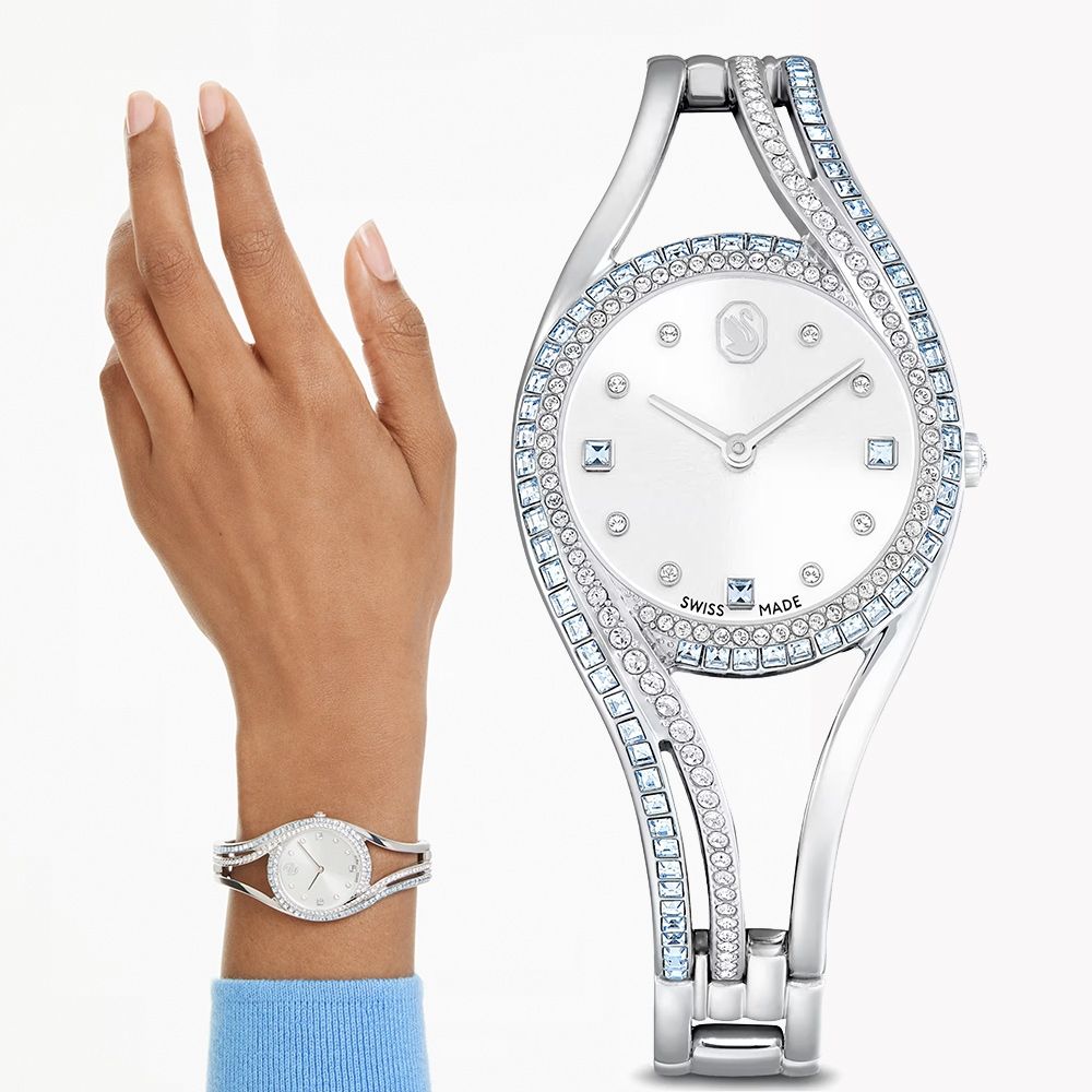 SWAROVSKI 施華洛世奇 Hyperbola 優雅曲線手鐲式手錶 女錶 七夕寵愛季 送禮推薦-28mm 5715463