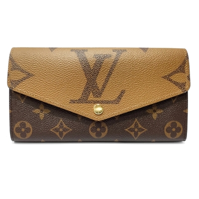 LOUIS VUITTON路易威登 【Louis Vuitton 路易威登】M80726 經典Sarah系列 Reverse Giant帆布雙色信封式掀蓋長夾/錢包(雙色)