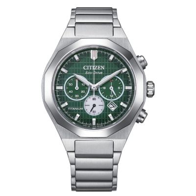 CITIZEN 星辰 GENT S系列 Zenshin 超級鈦光動能計時腕錶-綠 CA4691-59X