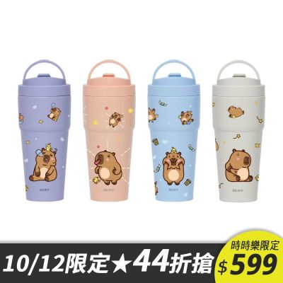 【WOKY X 柴語錄】卡比巴拉豚寶-[●●]渾圓杯-雙層陶瓷750ml