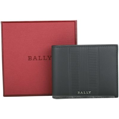 BALLY BEVYE.SH 金屬字母牛皮六卡對折短夾(深灰色)