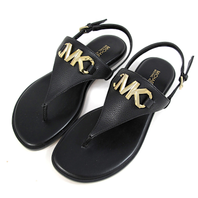 MICHAEL KORS Reed 金字MK Logo配飾夾腳涼鞋(黑色)