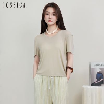 JESSICA - 透氣柔軟舒適百搭圓領短袖T恤J53606（綠）