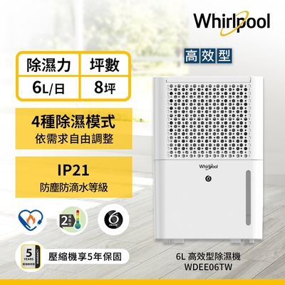 Whirlpool惠而浦 美國惠而浦Whirlpool 二級能效6公升節能除濕機WDEE06TW(貨物稅減免$500)