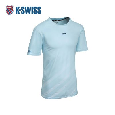 K-SWISS 排汗T恤 26SS PF TEE 8 M 吸濕排汗 短上衣 男短袖上衣 淺藍色 1013707-485