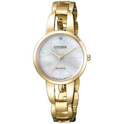 CITIZEN Eco-Drive 蝶花雲眼晶鑽時尚女錶-EM0432-80Y-27mm