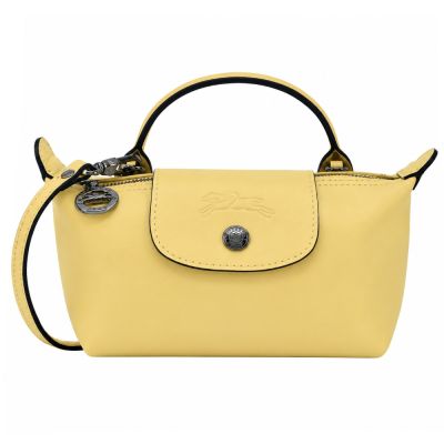 LONGCHAMP LE PLIAGE XTRA系列牛皮化妝/斜背包(迷你/萊姆黃)