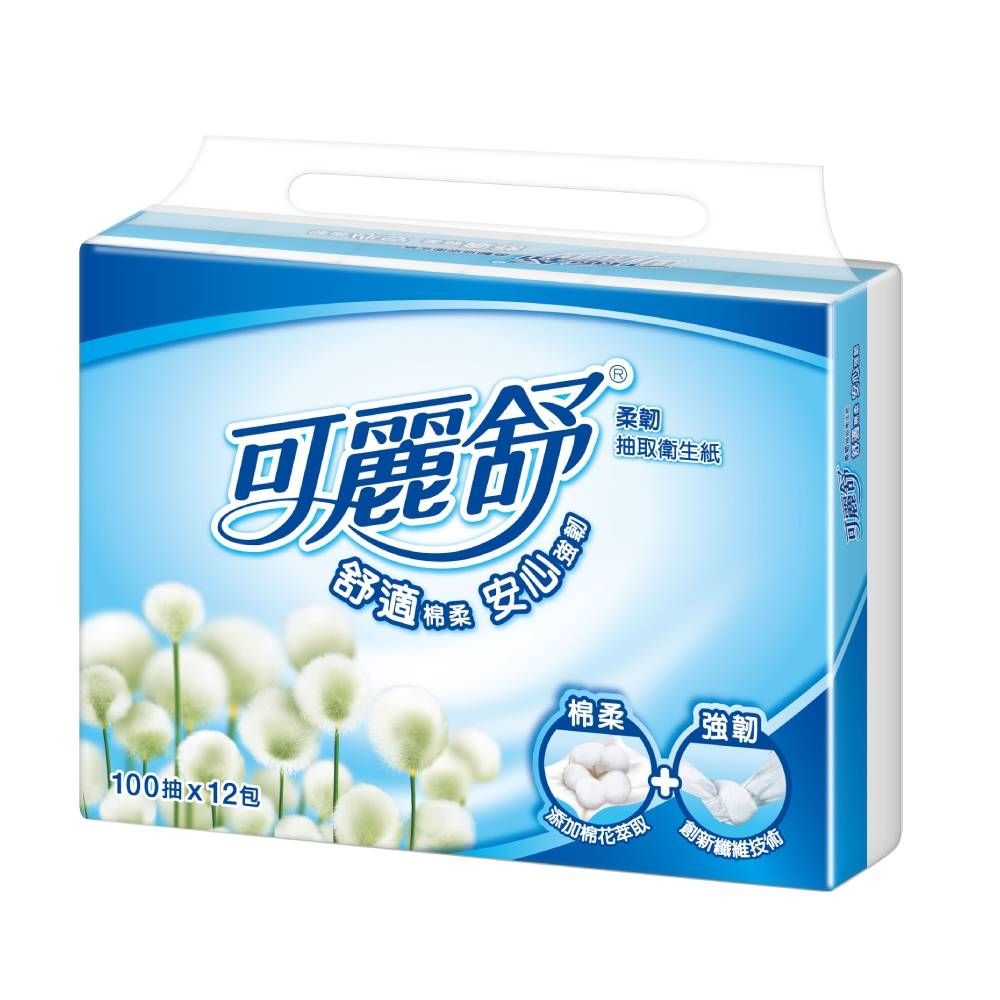 【可麗舒】柔韌抽取衛生紙100抽x12包x6串