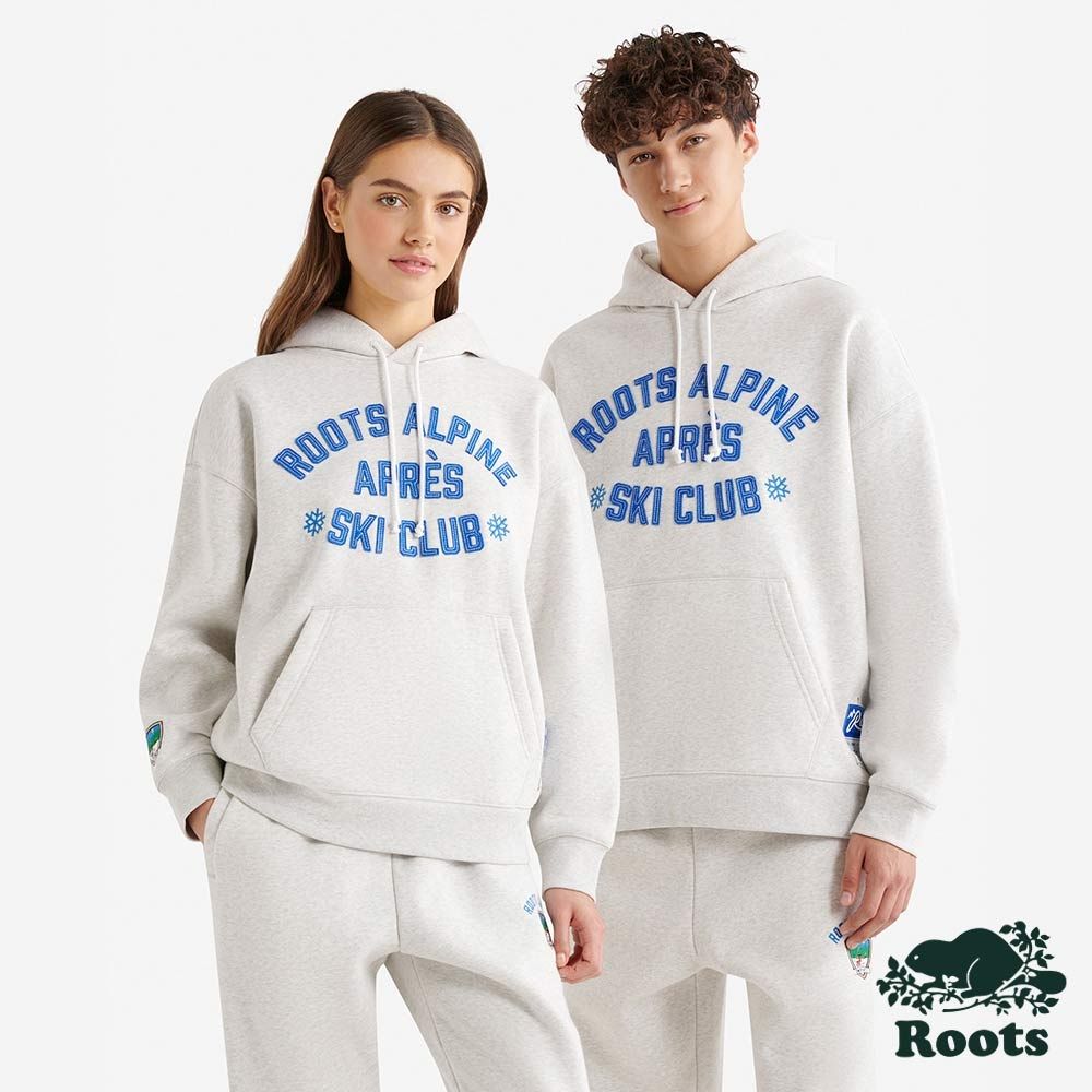 Roots中性-APRES SKI CLUB 連帽上衣-白麻灰
