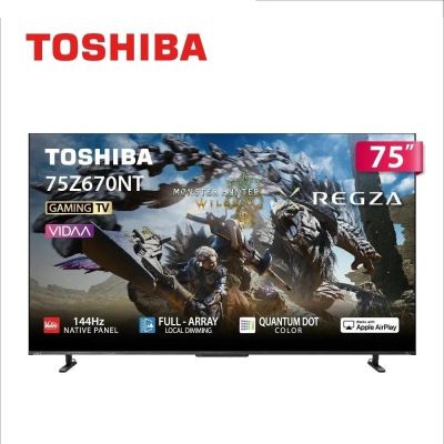 TOSHIBA東芝 REGZA 75型 4K QLED 144Hz Full Array LED AirPlay2 智慧顯示器 75Z670NT