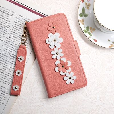 Aguchi 亞古奇 Apple iPhone 17/17 Air/17 Pro/17 Pro Max 花語 鉚釘立體花朵手機皮套 頂級柔軟皮革 附皮質璀璨吊飾 - 蜜桃