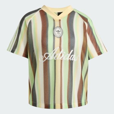 Adidas 愛迪達 Knit Jersey KY3162 女 針織寬鬆球衣 黃 條紋 亞版 V領 休閒穿搭
