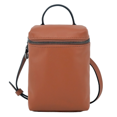LONGCHAMP LE PLIAGE XTRA系列牛皮直式斜背包(迷你/白蘭地酒)