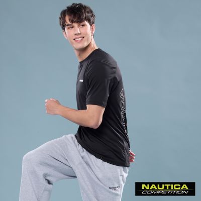 Nautica 官方旗艦 男裝 COMPETITION 品牌膠印彈力短袖T恤-黑色