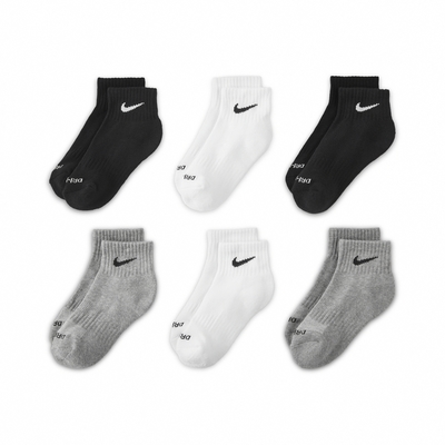 Nike 童襪 Cushioned Ankle 兒童款 黑白灰 小朋友 厚底 毛巾布 休閒襪 襪子  NY2433007PS-001
