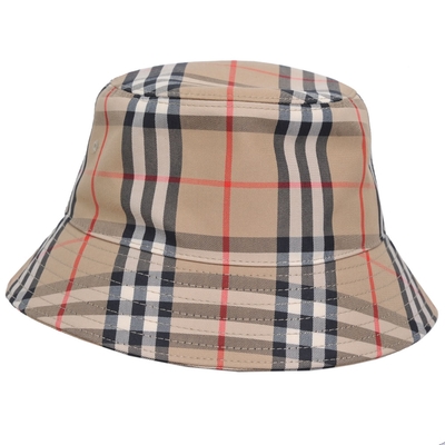 BURBERRY 巴寶莉 Vintage Check LOGO經典格紋漁夫帽(駝色格紋)