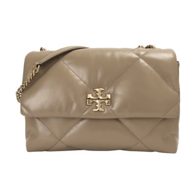 TORY BURCH Kira 絎縫菱形紋鍊帶雙鍊肩揹包(奶茶色)