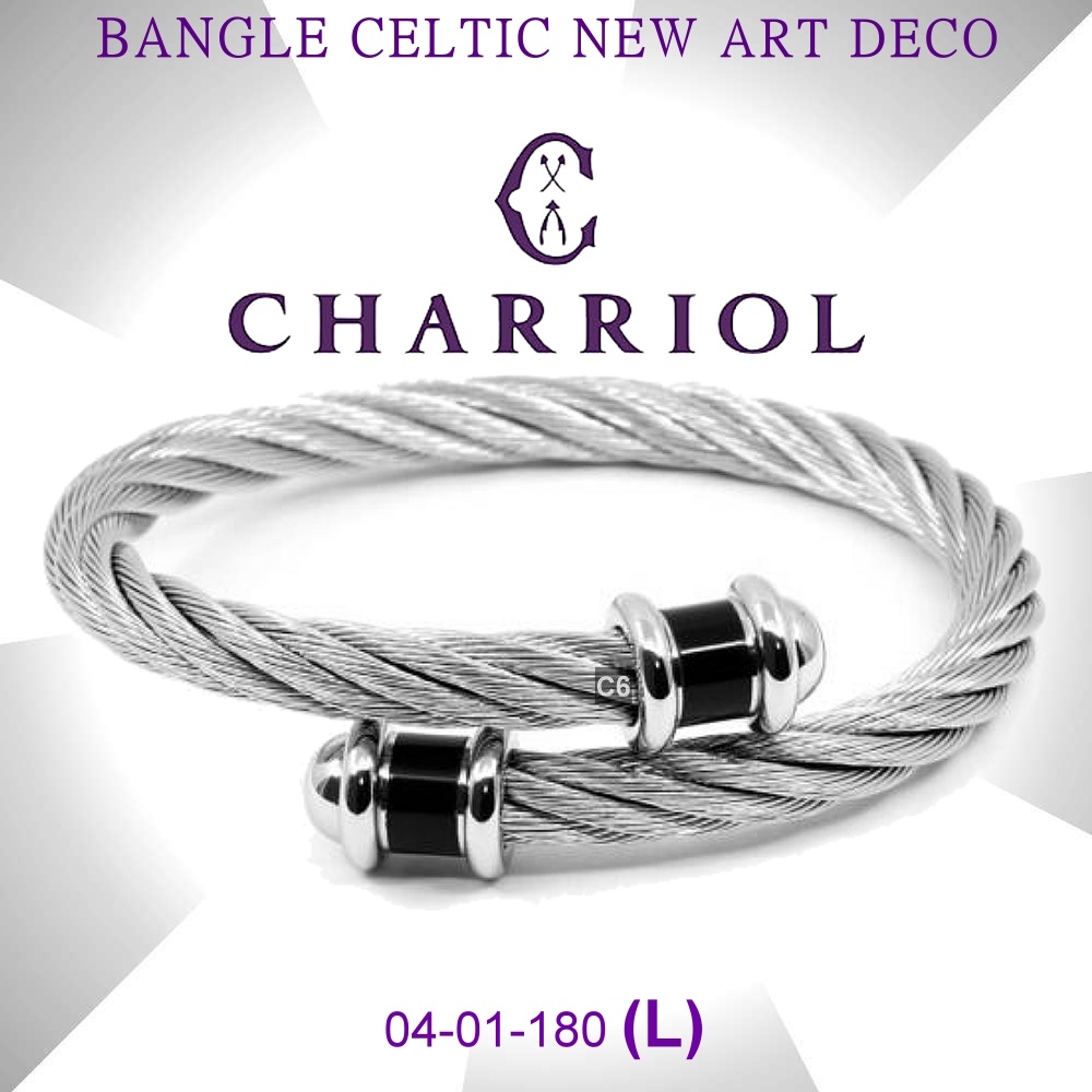 CHARRIOL夏利豪Bangle Celtic鋼索手環Art Deco裝置藝術銀鋼索L款C6(04