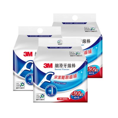 3M 細滑牙線棒-低碳包裝x3包組(單線1200支/薄荷1050支/雙線1050支)