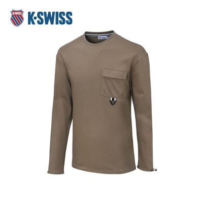K-SWISS 長袖T恤 F23 POCKET TEE 2 男長袖 男上衣 棕色 109125-284