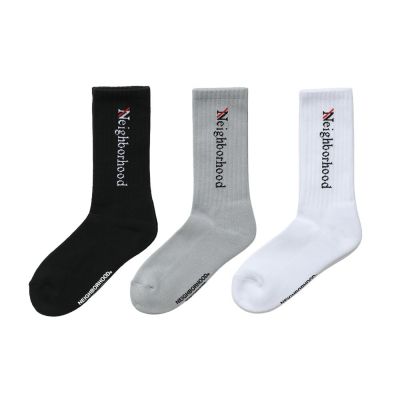 Neighborhood Logo Socks 襪子 黑/灰/白 261WINH-UWM01