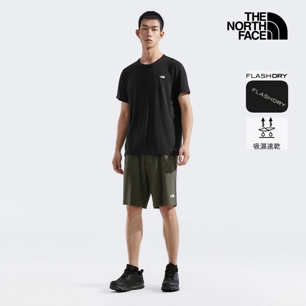【The North Face 官方旗艦】 北面男款黑色吸濕排汗短袖T恤｜8EXVJK3 排汗衫