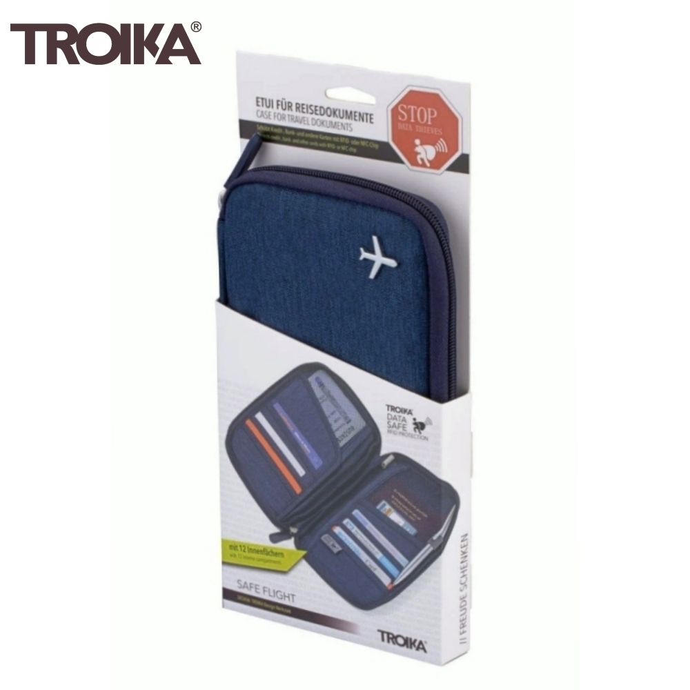 德國TROIKA防竊盜護照包防RFID-NFC防感應側錄錢包TRV20/DB(12隔層)防盗錄隨身包卡夾| 其他辦公事務用品| Yahoo購物中心