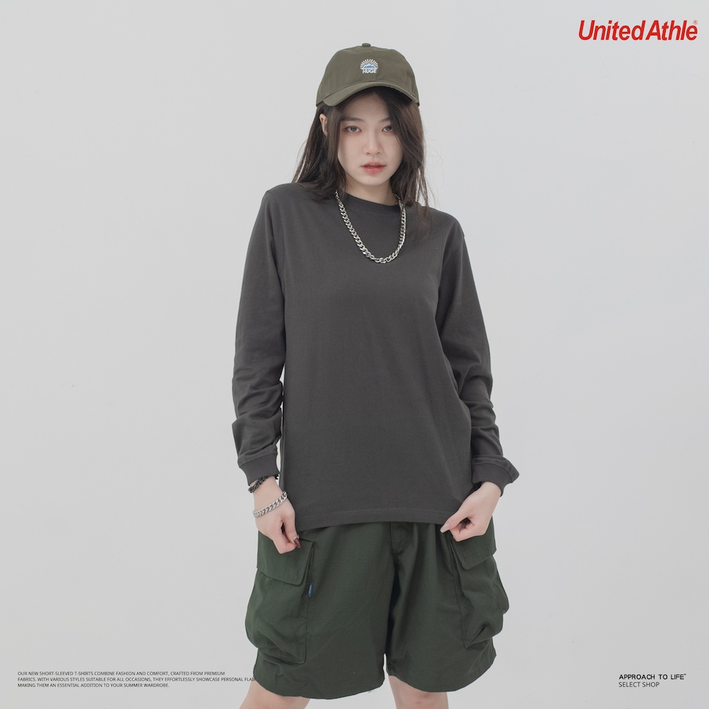 United Athle 5011-01 5.6OZ 螺紋 長袖T恤 (深灰色)