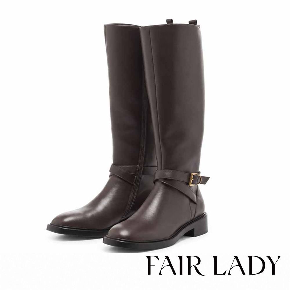FAIR LADY 小時光 沉穩質感牛皮長靴 咖啡 (763302)