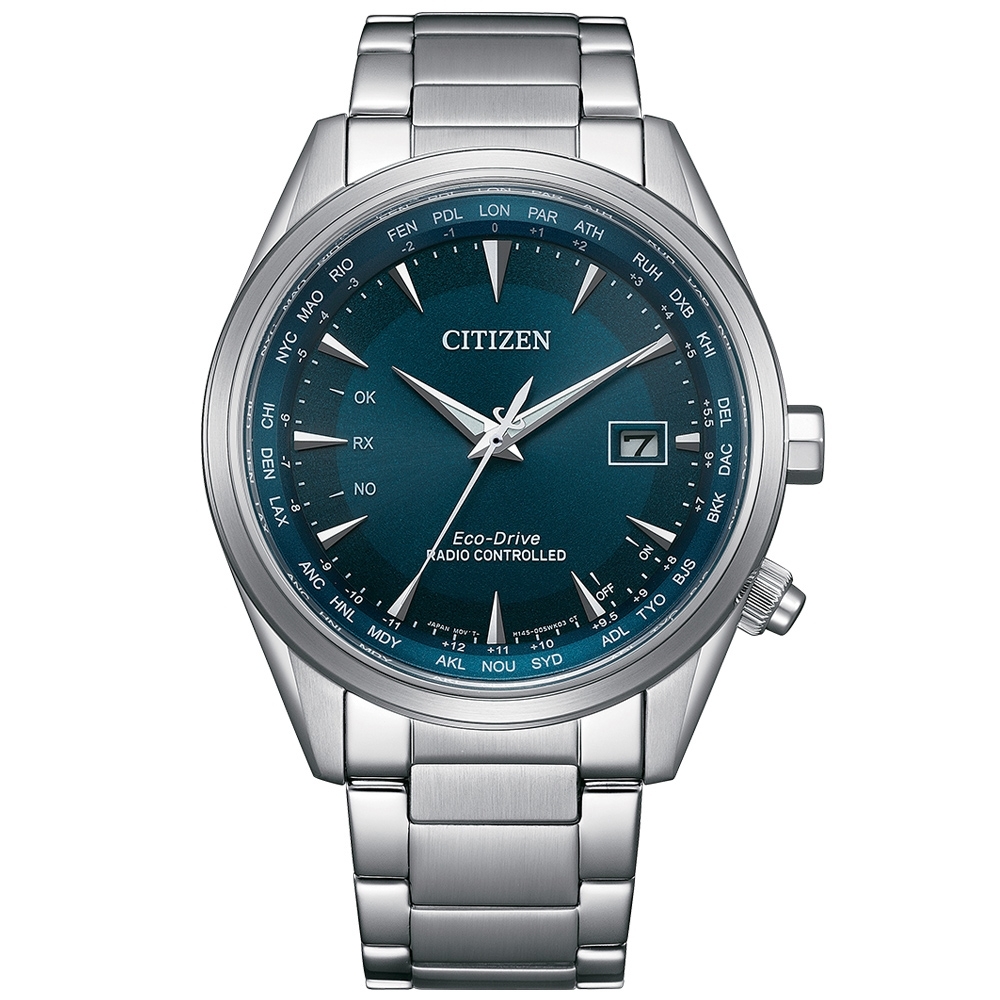 CITIZEN 星辰 GENT'S 萬年曆 Eco-Drive光動能電波腕錶-男錶(CB0270-87L)43mm 附提袋