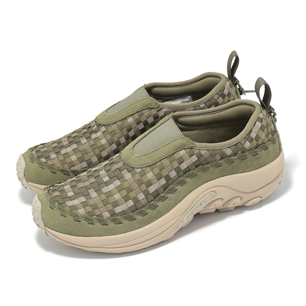 Merrell 休閒鞋Jungle Moc EVO Woven SE 1TRL 男鞋綠編織麂皮懶人鞋 
