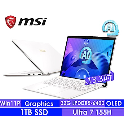 MSI微星 Prestige 13 AI Evo A1MG-210TW 13.3吋輕薄商務筆電(Intel Core Ultra 7/32G/1TB SSD/Win11Pro)
