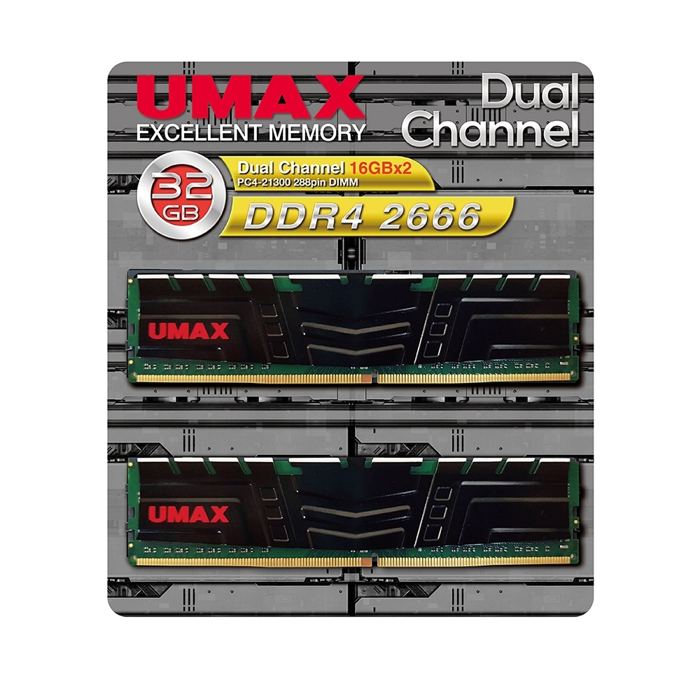 UMAX DDR4 2666MHz 32GB メモリ ジャンク品 UMAX DDR4 2666 32GB(16Gx2) 含散熱片1024X8 桌上型記憶體| DDR4 2666